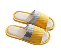 Pantofole da donna estive in lino, traspiranti, con dita aperte, antiscivolo, comode e in lino, per interni, giallo., 40 EU