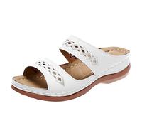 Pantofole da donna estive in tinta unita casual con zeppe aperte sul fondo morbido traspiranti pantofole sandali pantofole per le donne taglia 11, bianco, 38.5 EU