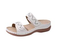 Pantofole da donna estive, ortopediche, da donna, con plantare, con brillantini, con strass, casual, sandali romani, con fibbia, slip, suole morbide, sandali da bagno leggeri, A beige., 38 EU