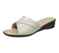 Pantofole da donna estive, pantofole da donna in pelle, suola in gomma, sandali aperti, morbide, comode, da donna, da spiaggia, leggere, eleganti, A bianco., 42 EU