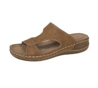 Pantofole da donna estive retrò testa rotonda cava semplice una parola aperta punta zeppa sandali leggeri fondo spesso vacanze spiaggia bocca di pesce pantofole casual pantofole termiche calzini donna