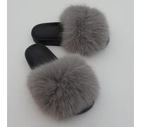 Pantofole da donna European Station intere in pelliccia lunga, antiscivolo, casual, comode, con suola morbida, adatte per uso interno ed esterno EUR36,EUR37,EUR38,EUR39,EUR40,EUR41