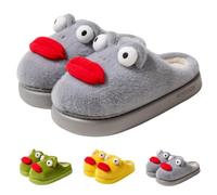 Pantofole da donna Fuzzy Slip-on pantofole per interni ed esterni scarpe da casa pantofole non convenzionali pantofole a cartoni animati, Grigio, 11-12 US