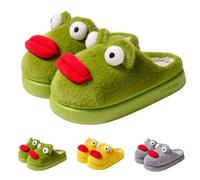 Pantofole da donna Fuzzy Slip-on pantofole per interni ed esterni scarpe da casa pantofole non convenzionali pantofole a cartoni animati, Verde, 6-7 US