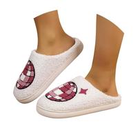 Pantofole da donna in caldo cotone felpato in finta pelliccia foderate in maglia calda senza labbra comode pantofole simpatiche coppia universo luce ricamata per la casa pantofole in cotone per la