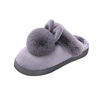 Pantofole da donna, in cotone, con suola spessa, graziose, calde, morbide, a tinta unita, invernali, alla moda, per uso interno, comode, sfocate, Grigio, 37.5 EU