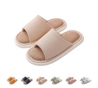 Pantofole da donna in feltro, aperte, comode e per il tempo libero, in feltro, in tinta unita, per l'inverno, per minimalista, beige., 37 EU
