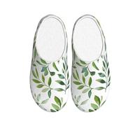 Pantofole da donna in flanella con motivo a foglia, pantofole da uomo, antiscivolo, calde, invernali, per interni ed esterni, Multicolore, X-Small Men/ X-Large Women