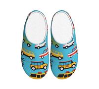 Pantofole da donna in flanella, motivo macchina della polizia, pantofole da uomo, ambulanze, camion, antiscivolo, calde, invernali, per interni ed esterni, Multicolore, 3X-Large