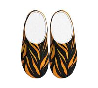 Pantofole da donna in flanella, motivo zebrato, con stampa tigrata, per uomo, linea astratta, antiscivolo, calde, invernali, per interni, Multicolore, X-Small Men/ Small Women