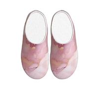 Pantofole da donna in flanella rosa marmo pantofole da casa per uomo linea astratta antiscivolo calde scarpe invernali per interni ed esterni, Multicolore, X-Small Men/ Large Women