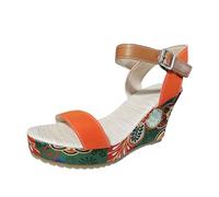 Pantofole da donna in gomma, sandali da donna, robusti ed eleganti, adatti per avventure e viaggi, con suola stabile e buona tenuta, per passi, sandali ortopedici, Colore: rosso, 39 EU Larga