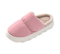 Pantofole da donna in lana per interni più velluto caldo tinta unita panno antipioggia fondo spesso pantofole in cotone antiscivolo, rosa, 37.5 EU