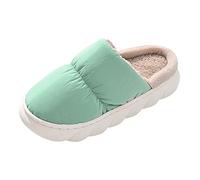 Pantofole da donna in lana per interni più velluto caldo tinta unita panno antipioggia fondo spesso pantofole in cotone antiscivolo, Verde, 37.5 EU