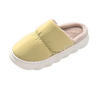 Pantofole da donna in lana per interni più velluto caldo tinta unita panno antipioggia fondo spesso pantofole in cotone antiscivolo, Giallo, 37.5 EU