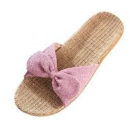 Pantofole da donna in lino, antiscivolo, comode da spiaggia, leggere, infradito, per attività all'aria aperta, per interni ed esterni, da viaggio, Lilla, 39 EU