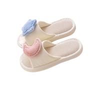 Pantofole da donna in lino con suola morbida, pantofole da donna con punta aperta, adorabili scarpe da casa leggere e traspiranti, scarpe da casa uniche romanzo eleganti e versatili, bianco, 39 1/3 EU