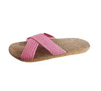 Pantofole da donna in lino, leggere, estive, suola antiscivolo, per esterni, per interni ed esterni, traspiranti, per l'estate, Colore: rosa., 44 EU