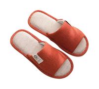 Pantofole da donna in lino, per ospiti, con dita aperte, antiscivolo, traspiranti e confortevoli, in lino, per interni, rosso anguria, 36 EU