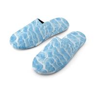 Pantofole da donna, in memory foam, con onde di sabbia blu, stile casual, calde e morbide, per interni ed esterni, Onda di sabbia blu, large