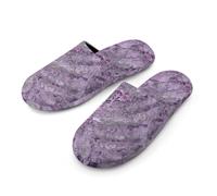 Pantofole da donna, in memory foam, motivo marmo viola, stile casual, calde e morbide, per interni ed esterni, Struttura in marmo viola, Small