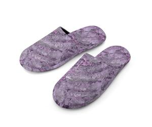 Pantofole da donna, in memory foam, motivo marmo viola, stile casual, calde e morbide, per interni ed esterni, Struttura in marmo viola, Small