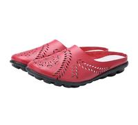 Pantofole da donna in pelle, chiuse, leggere, antiscivolo, comode, morbide, traspiranti, da spiaggia, casual, per la casa e tutti i giorni, Colore: rosso, 40 EU