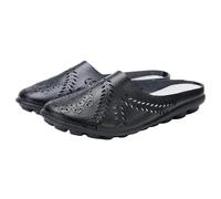 Pantofole da donna in pelle, chiuse, leggere, antiscivolo, comode, morbide, traspiranti, da spiaggia, casual, per la casa e tutti i giorni, Nero , 37 EU