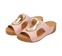 Pantofole da donna in pelle, da spiaggia, da donna, eleganti, estive, leggere, morbide, antiscivolo, per il tempo libero, per tutti i giorni, Colore: rosa., 40 EU