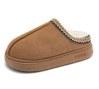 Pantofole da donna in pelle scamosciata, con plateau, per interni ed esterni, con fodera sfocata, suola rigida (Marrone, 36/37, Adult, Women, 36, Numeric Range, EU Footwear Size System, 37, Medium)