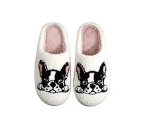 Pantofole da donna in peluche caldo con animali domestici, gatti, cani, antiscivolo, per interni, morbide, comode, per il tempo libero, per la casa, l'inverno, bianco 2, 37 EU