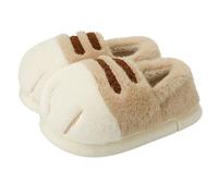Pantofole da donna in peluche, con scritta in lingua tedesca "Cat Paw Slippers per la schiena chiusa", divertenti, comode e calde, per interni ed esterni, cachi, 38 EU