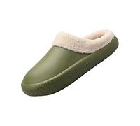 Pantofole da donna in pile softshell, pantofole da donna in morbido pile, comode pantofole chiuse calde e morbide per la casa, antiscivolo, impermeabili, scarpe da casa romanzo e minimaliste, Verde