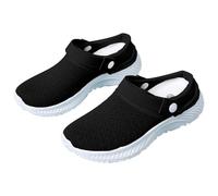 Pantofole da donna in tessuto chiuso sul davanti, con supporto Arch Mesh Ortopedico, Slip On Sneaker con plateau, Nero , 38 EU