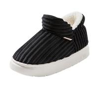 Pantofole da donna in velluto a coste, pantofole da donna, a righe, foderate in pile, pantofole antiscivolo per la casa, invernali, calde, per interni ed esterni, unisex, comode pantofole casual, Nero