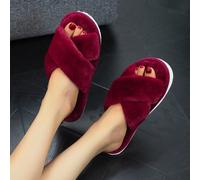 Pantofole da donna interne con design a crociera, morbide e soffici, alla moda e minimaliste, silenziose, perfette per uso domestico, Natale, Capodanno CN36-37,CN38-39,CN40-41Fumetto,Colore unicoTessu