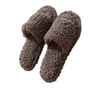 Pantofole da donna invernali calde - Pantofole da donna in peluche, comode pantofole unisex con punta aperta, pantofole in feltro, per interni, caffè, 40 EU