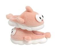 Pantofole da donna invernali divertenti - donna uomo in peluche foderato squalo pantofole carine pantofole antiscivolo per la casa, comode pantofole in peluche, suola spessa, Colore: rosa., 36 EU