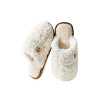Pantofole da donna invernali in peluche - Pantofole da uomo in feltro, graziose pantofole per la casa, casual, in pile Teddy, bianco, 40 EU