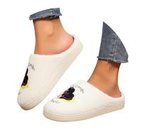 Pantofole da donna, invernali, per Halloween, comode, divertenti, morbide, con scritta in lingua tedesca "Cartoon e memory foam", per la casa, per coppie, pantofole morbide, Beige8, 44 EU