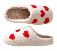 Pantofole da donna morbide e di supporto senza tacco in peluche con motivo a cuori antiscivolo eleganti pantofole da donna con suola spessa per l'inverno taglia 40-41.