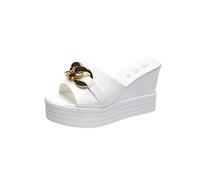 Pantofole da Donna Pantofole da Donna Scarpe da Matrimonio Estate Piattaforma Bianca Piattaforma Cunei Diapositive da Donna Pantaloncini da Spiaggia, 7