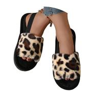 Pantofole da Donna - Pantofole Invernali alla Moda Comode da Indossare All'Aperto E al Chiuso con Stampa Leopardata Sintetica E Fascia Elastica per Un Comfort Caldo