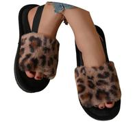 Pantofole da Donna - Pantofole Invernali alla Moda Comode da Indossare All'Aperto E al Chiuso con Stampa Leopardata Sintetica E Fascia Elastica per Un Comfort Caldo