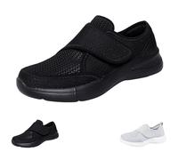 Pantofole da donna per diabetici, extra larghe, traspiranti, leggere, antiscivolo, ortopediche, per la salute degli anziani, comode scarpe da corsa per fascite plantare, Nero , 45 EU