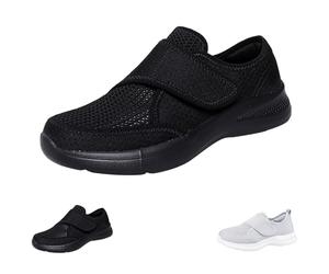 Pantofole da donna per diabetici, extra larghe, traspiranti, leggere, antiscivolo, ortopediche, per la salute degli anziani, comode scarpe da corsa per fascite plantare, Nero , 39 EU