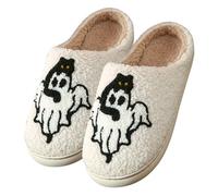 Pantofole da donna per Halloween, invernali, da uomo, con divertenti mostri e scheletri, morbido peluche retrò, comode e calde pantofole per la casa per interni ed esterni, w, 36