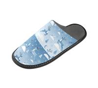Pantofole da donna per interni e casa, pantofole calde e accoglienti, Cielo notturno blu natalizio con renna volante, 4-5
