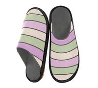 Pantofole da donna per la casa pantofole da interno in memory foam scarpe da casa pantofole da donna letto per, Viola Verde Nero Striscia, 4-5