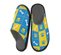 Pantofole da donna per la casa pantofole per le donne dormienti indoor s casa pantofola letto, Zampa blu e gialla stampa ossa, 39.5/40 EU